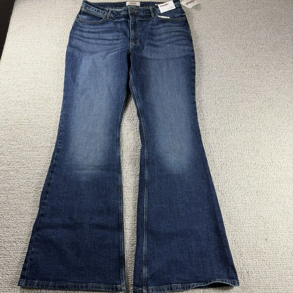 Wrangler High Rise Fierce Flare Denim Stretch Jeans Blue Women’s Size 14 x 32 - Picture 1 of 6